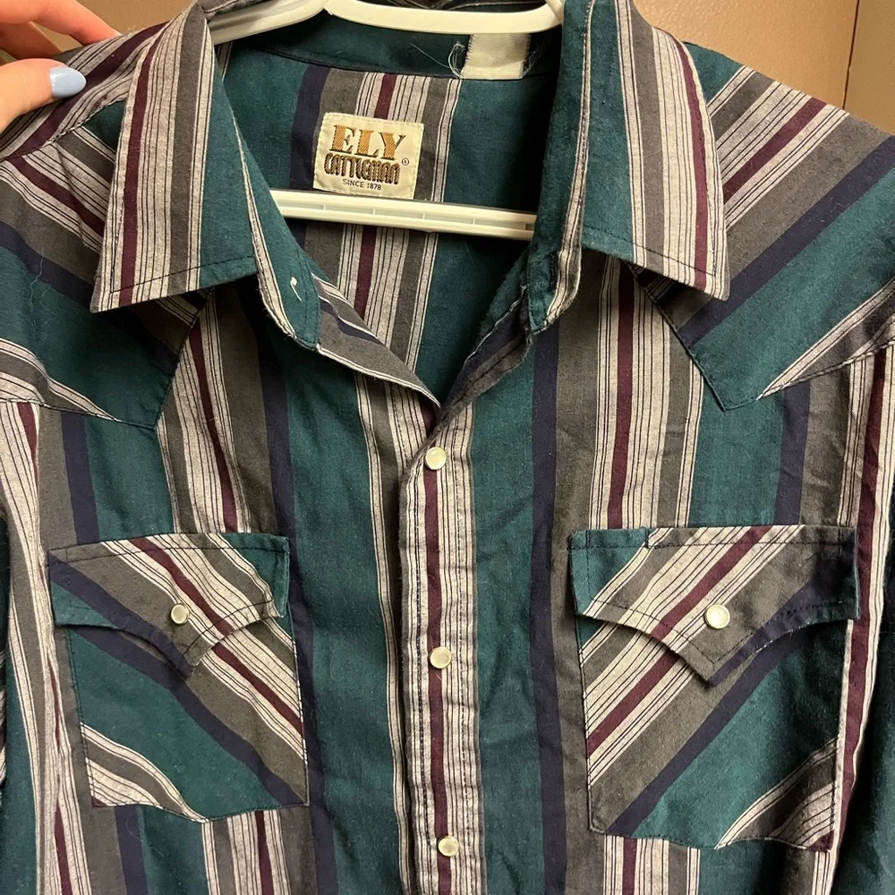 Wrangler Teal and Purple Striped Casual Shirt - Picture 2 of 3
